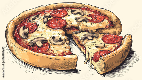 Delicious Pizza with a Missing Slice, Food Photography for Restaurants and Menus