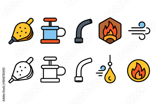 Hand tools flat icon set. Construction, repair, diy symbols collection