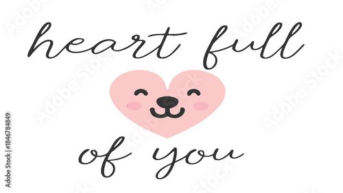 Cute bear face hugging a soft pink heart bubble with smiling expression