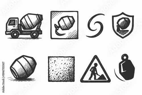 Construction, building outline icon set. Industry, tools, safety icons collection