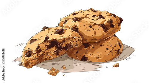 Delicious Chocolate Chip Cookie Dough Vector Illustration for Baking Enthusiasts