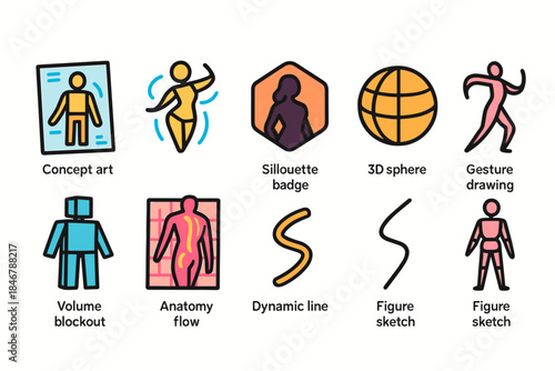 Dance and art icon set: silhouette icons for creative projects and design