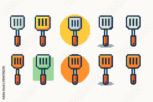 Cooking utensil icon set, spatula flat icons collection for kitchen tools