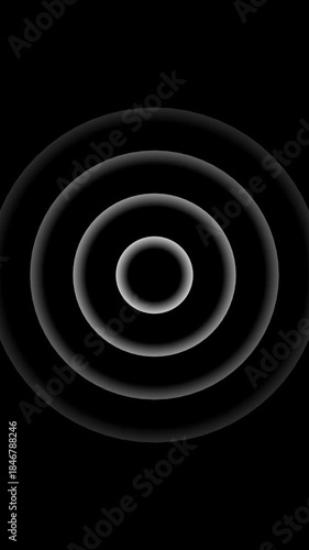 Abstract radio wave signal animation on black background. white Radio waves diffusion, Noise frequency signal animation.