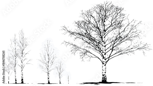 Minimalist Birch Tree Vector Illustration for Creative Designs