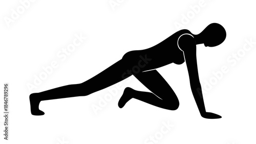 Silhouette yoga pose black and white photography for wellness and flexibility training stretching exercise 100 .vector icon
