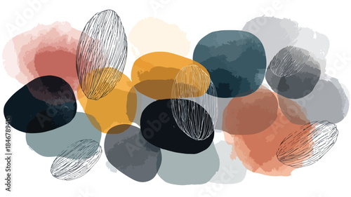 Serene Minimalist Beach Pebbles Vector Illustration