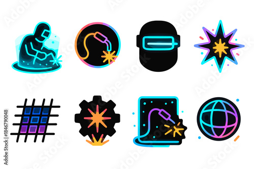 Metalwork, welding outline icon set. Industrial, safety, equipment line icons collection