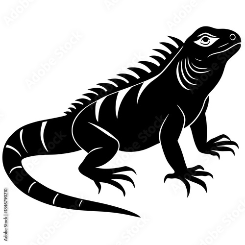 Cute cartoon vector illustration of a green bearded dragon lizard and baby iguana character on a branch with funny reptile friends like a gecko and dino in a nature art style on white background
