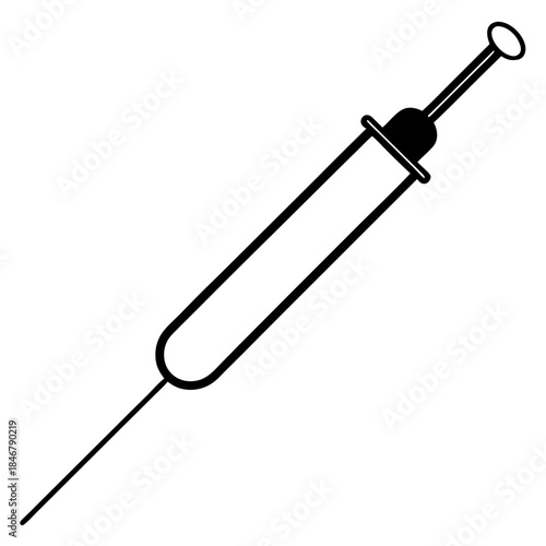Vector illustration of a sharp medical syringe tool with blood and a metal needle isolated on a white background as a 3d plastic medicine instrument