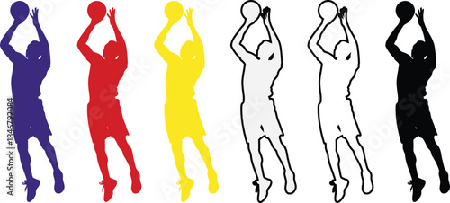 Basketball Player Silhouette Shooting Ball