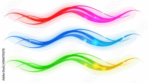 Abstract Swirling Colorful Waves Flowing Smoothly on a White Background, Vibrant Graphic Design