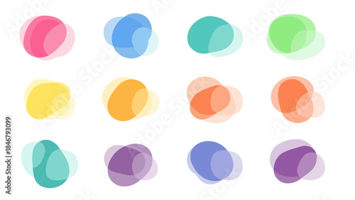 Abstract pastel blob shapes collection, organic fluid forms and rounded elements for design.