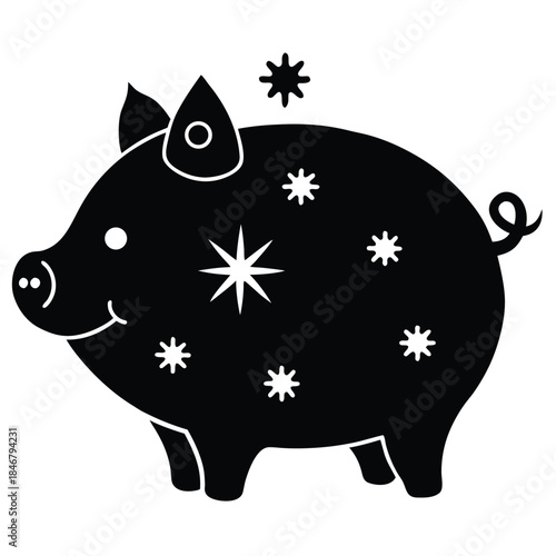 festive piggy bank vector icon on white background