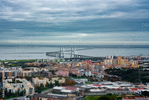 Photos Lisbon, Portugal cityscape faces the Tagus River and Vasco da Gama Bridge
