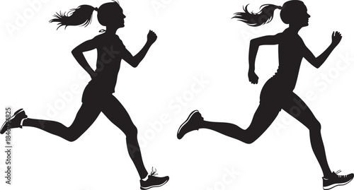 Group of Female Runners Running Together in Outdoor Fitness Training, Athletic Women Jogging for Marathon Preparation, Team Running Concept for Healthy Lifestyle, Endurance, Strength and Motivation
