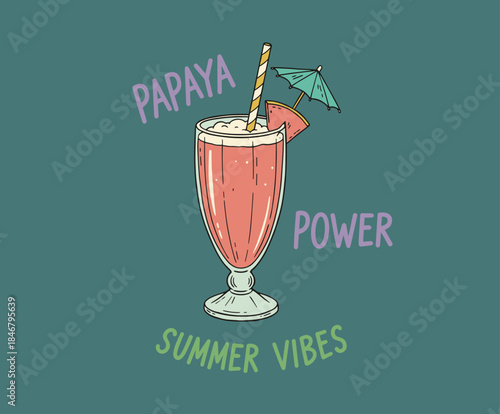 Local farmer markets. Sweet papaya artwork. Summer tropical vibes art. Nature fruit club print design. Watercolor fruit t shirt design. Carica papaya fruit print.