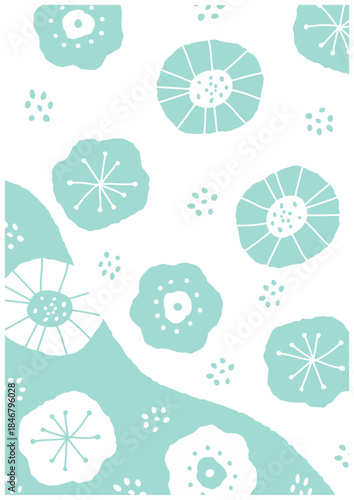 北欧風ミントグリーンのお花の背景