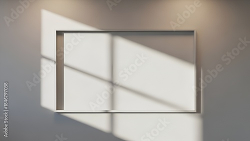 Minimal White Frame Mockup with Soft Window Light Shadow