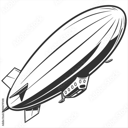 Simple airship linear transportation illustration graphic.