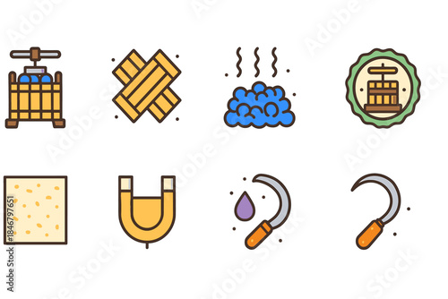 Harvest, farming filled icon set. Agriculture, harvest tools, farming equipment icons
