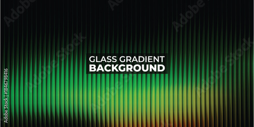 Abstract Dark Green Glass Texture Background with Vertical Gradient Lines