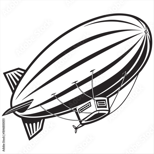  Simple airship linear transportation illustration graphic.