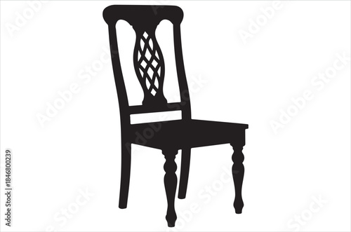 Elegant silhouette of a classic wooden chair with ornate back detailing