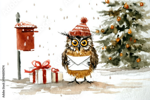 Christmas watercolor painti...