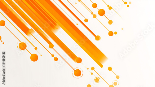 Minimal orange accent stripes with abstract atomic geometry, wall art vector, isolated on white background