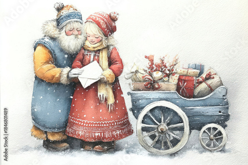 Christmas watercolor painti...