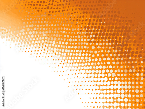 Minimal orange halftone geometry, atomic age abstract vector, contemporary design, isolated on white background