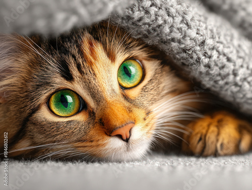 Frightened cat scared