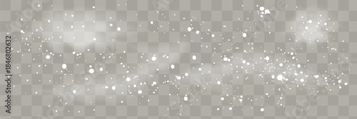 Realistic falling snowflakes. Isolated on transparent background. Vector illustration.