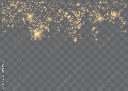 Sparkling magical dust particles . The dust sparks and golden stars shine with special light.