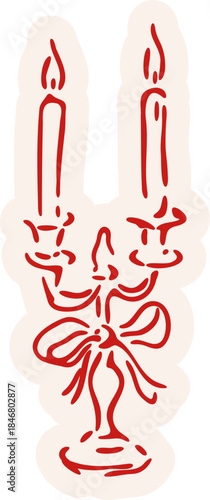 Quadro em tela Romantic candleholder sticker in red line art