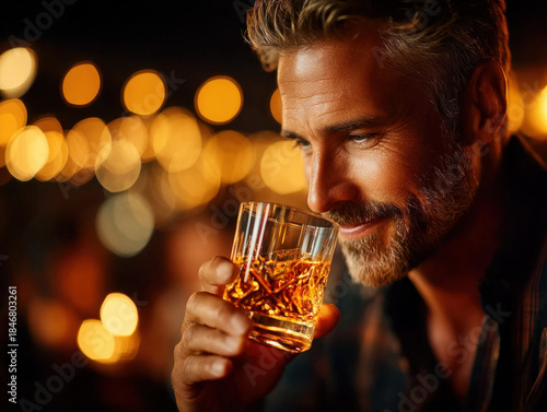 Man drinking a shot of vodka