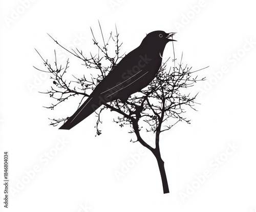 bird in tree silhouette , b...