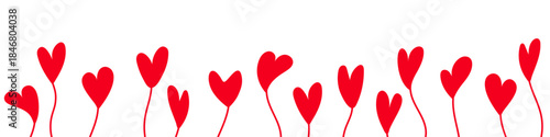 Red heart border, Valentines Day banner, background, pattern