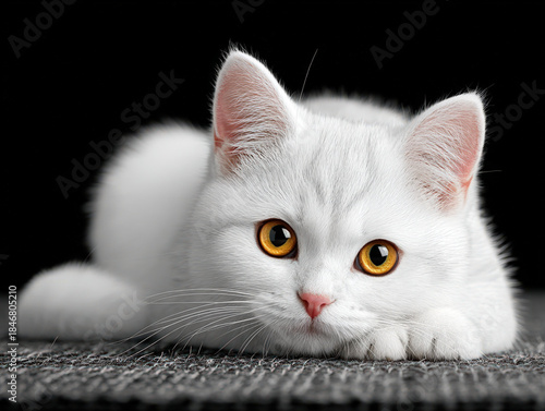 White cat isolated on black