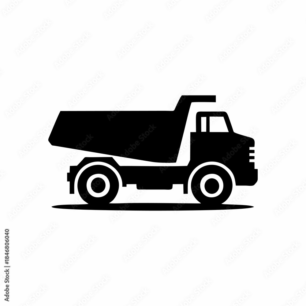 Naklejka premium vector silhouette of a mining truck on a white background