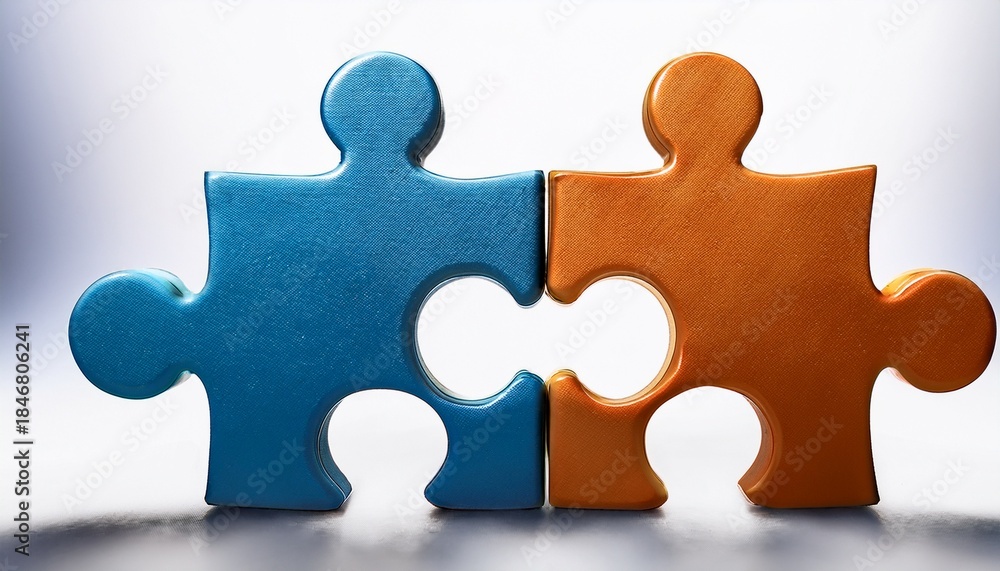 Obraz premium win win concept with two puzzle pieces fitting together symbolizing successful business collaboration on transparent white background
