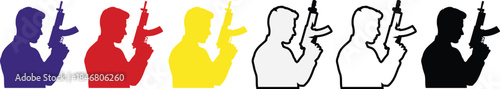 Silhouette Man Holding Gun
