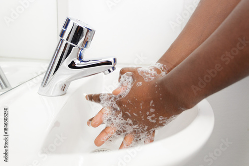 Photography hands being washed by soap
