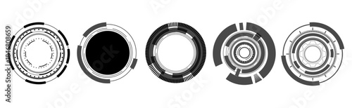 Vector set sci fi frame modern user interface element. Technology abstract HUD futuristic. Set of hud circles with circuit board. 