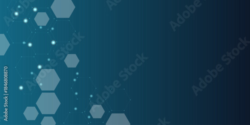 Modern science background with lines, dots and hexagons. Molecular structure for medical, technology, chemistry, science. Vector illustration