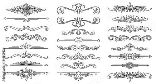 Collection of 20 ornate divider elements and decorative borders