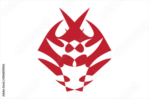 Vibrant red dragon symbol