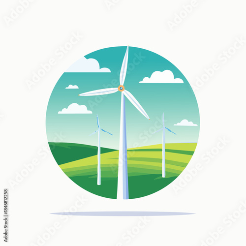 wind turbine on green background