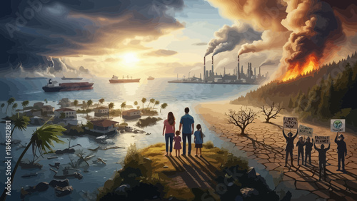 Family faces climate change contrast